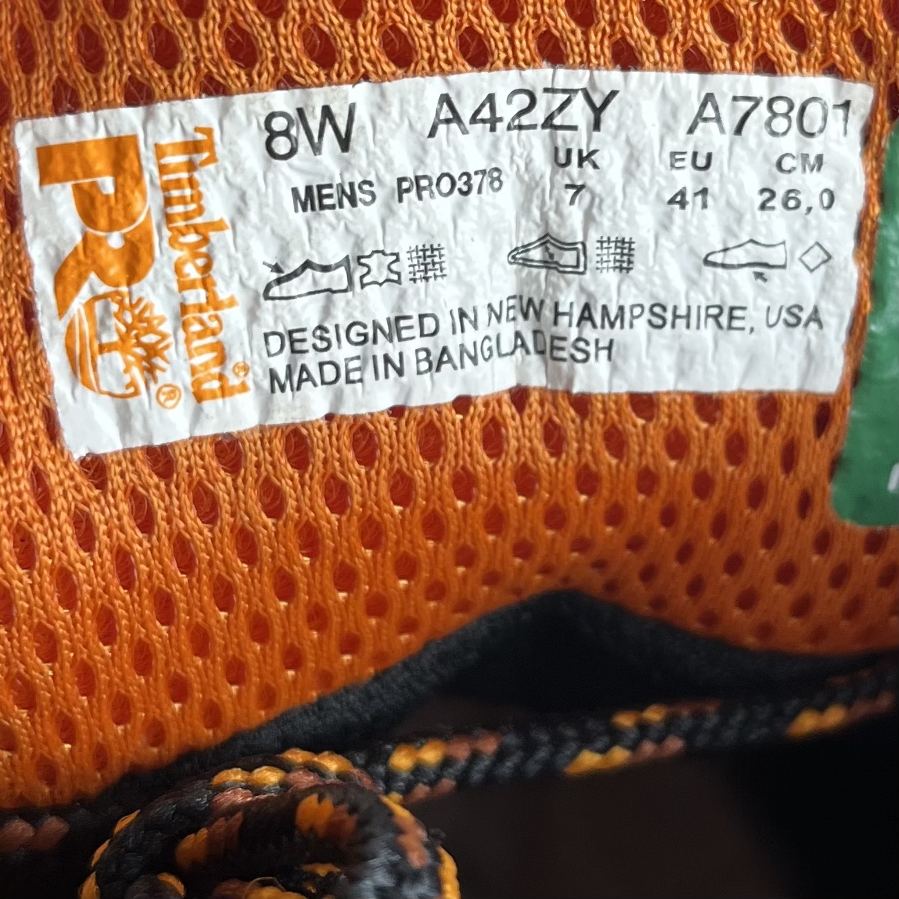 Timberland Pro style tag